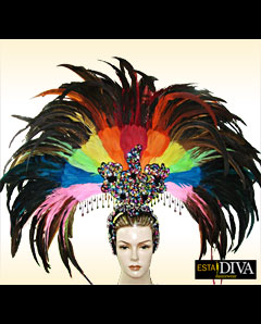 Feather Headdress - Rainbow Showgirl