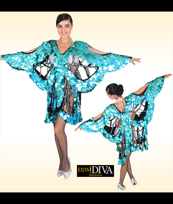 Sequin Wing Dress Butterfly Diva Cabaret Show Outfit Stagewear Drag Queen Costume Custom-Made